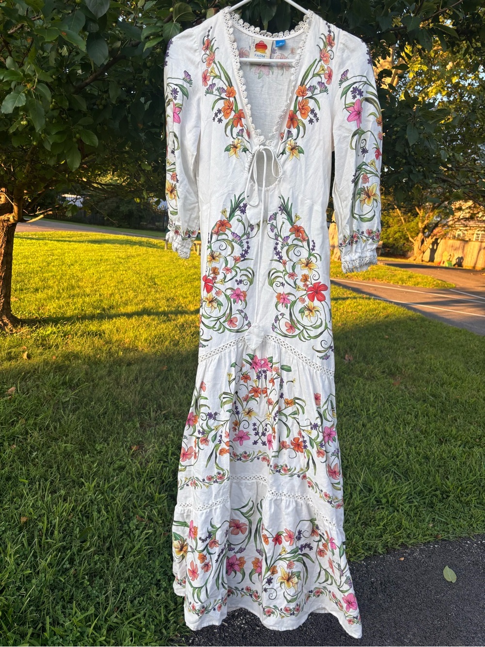 FARM Rio White Maxi Dress with Multicolor Floral Embroidery - Picture 2 of 11